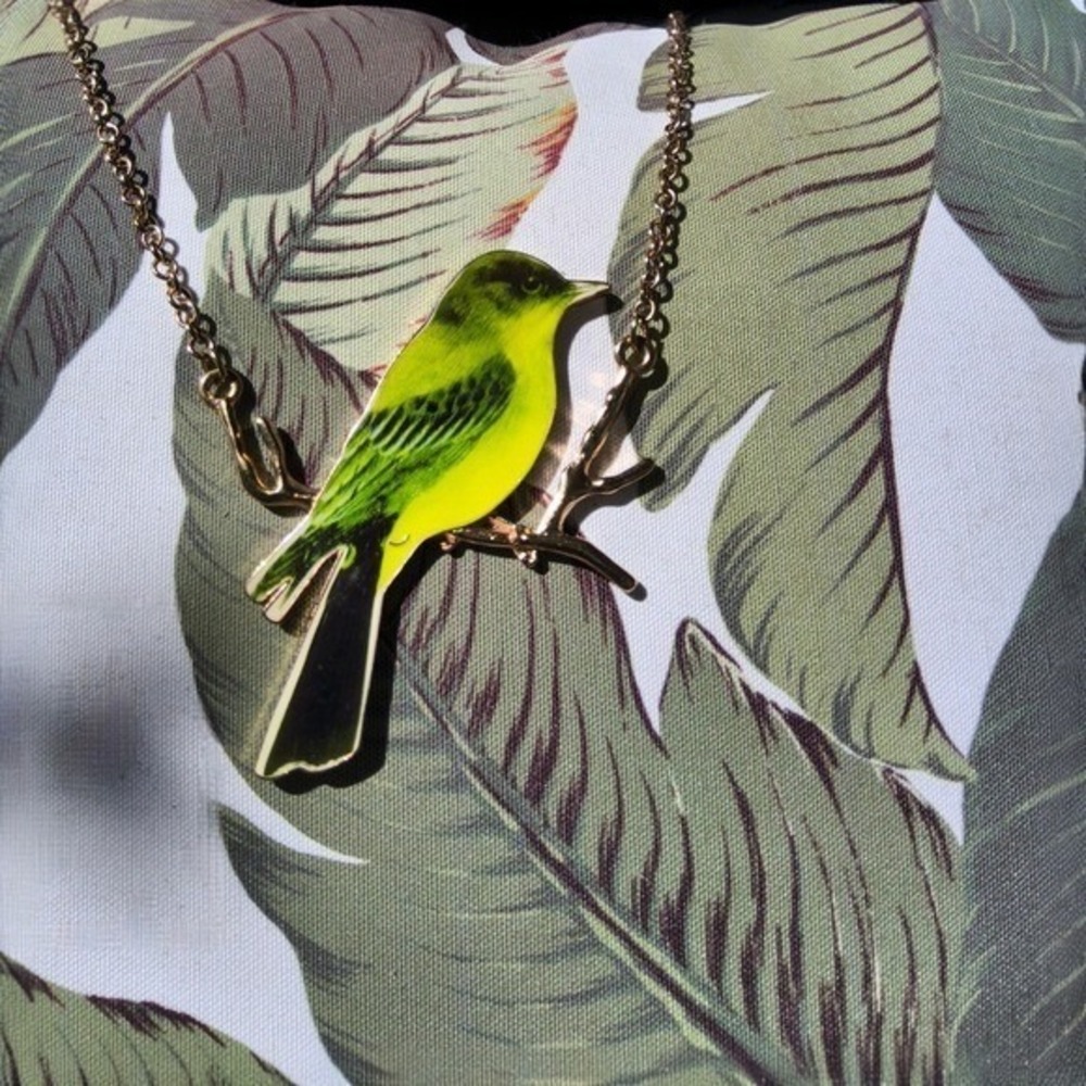 Fred‎ Flare Enamel Bird Necklace Green Bird Pendant Kitsch Cottagecore 18"-20"